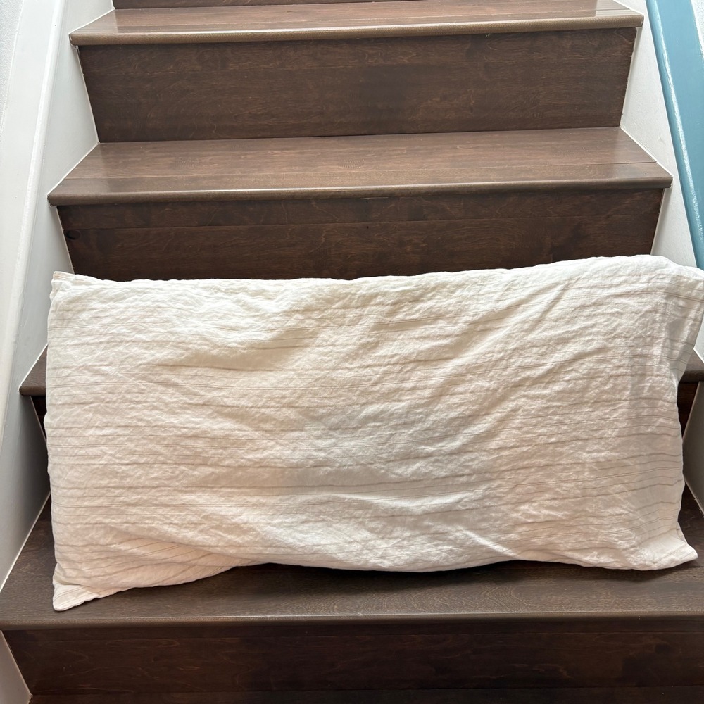 Boll & Branch Pillowcase King Cream Tan Striped Luxury Bedding Accessory